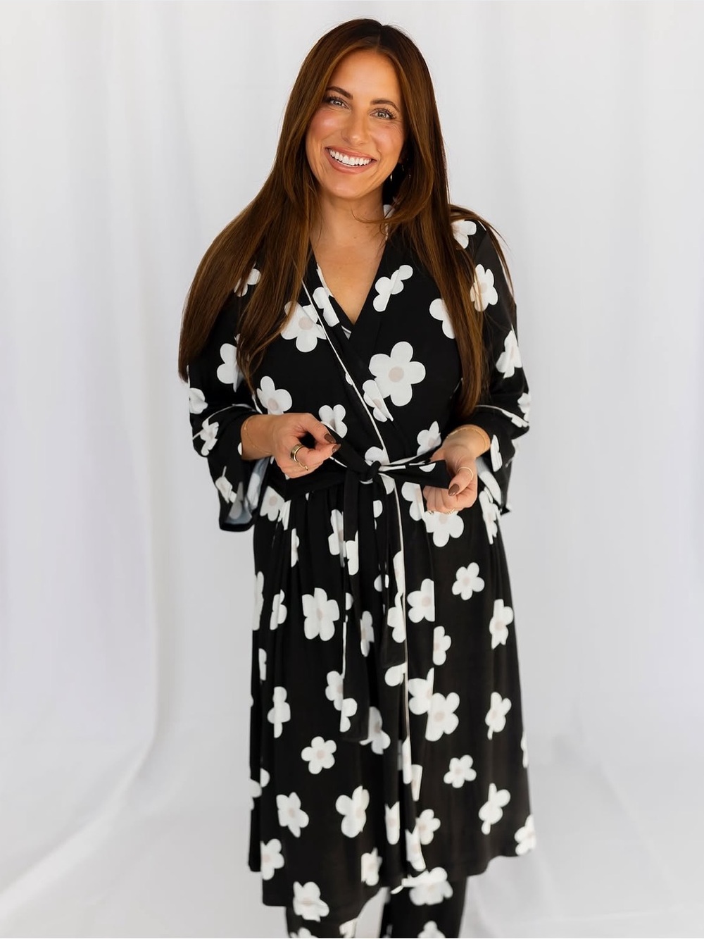 Staykation ribbed Daisy Print robe